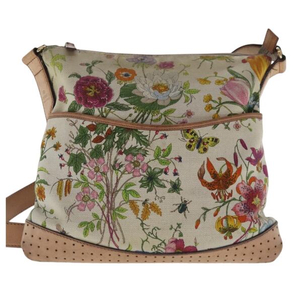 GUCCI Shoulder Bag Canvas Multicolor Gold - Picture 2 of 13